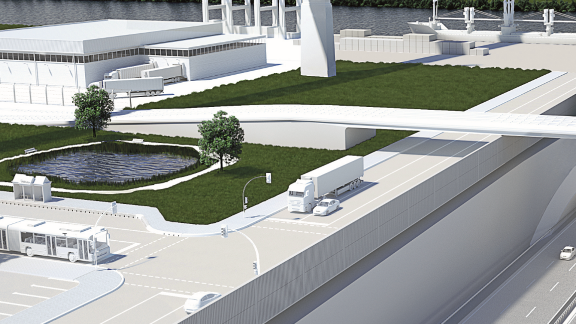 Infrastructuur 3D Tekening, met zichtbare afwateringsoplossingen