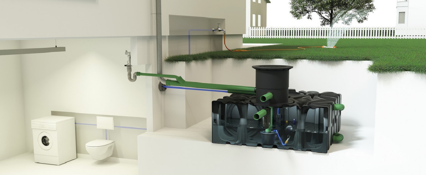 ACO EasyGarden Watermanagement - Header - Regenwaterbuffertank Rain4me Binnenshuis En Buitenhuis Gebruik - Ondergrond Regenwater Opslaan